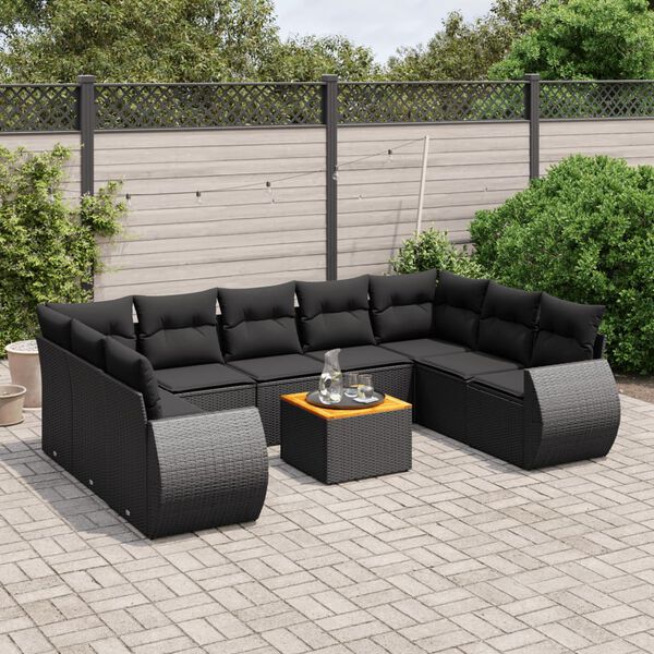 vidaXL Garden Sofa Set Black PE rattan Large Modular Garden Sofa Set