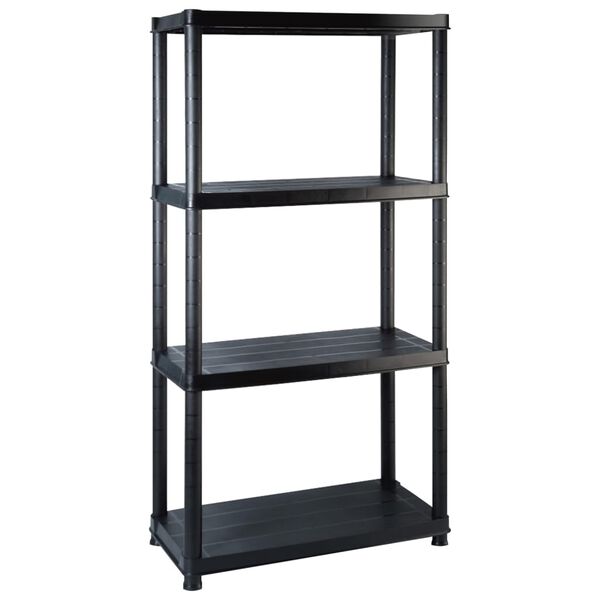vidaXL Storage Shelf 4-Tier Black 48.0x12.0x51.2" Plastic (2x147683)