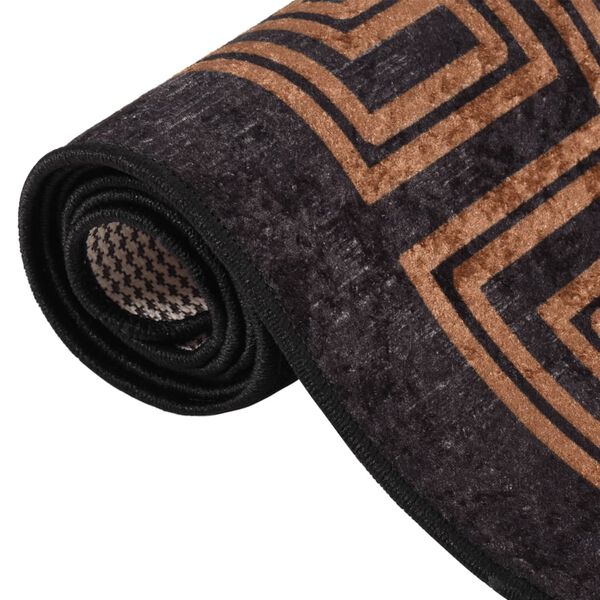 vidaXL Rug Black and Gold 100% Polyester with PVC backing 47.2x70.9 in