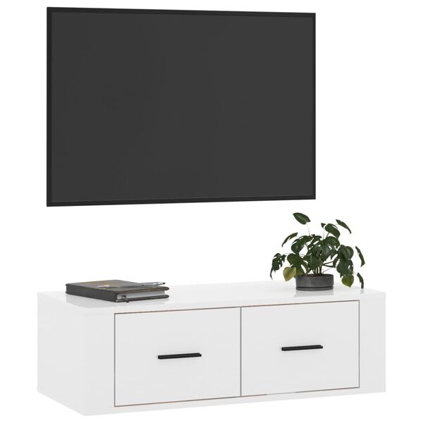 vidaXL TV Cabinet High gloss white Engineered wood Standard