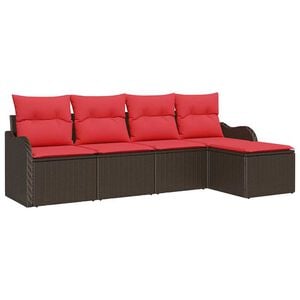 vidaXL Garden Sofa Set Brown Poly Rattan