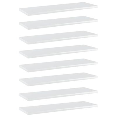 vidaXL Bookshelf Boards 8 pcs High Gloss White 23.6"x7.9"x0.6" Engineered Wood