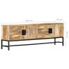 vidaXL TV Cabinet Brown and Black Solid Mango Wood and Powder-Coated Steel