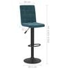 vidaXL Bar Stool Set of 2 Blue Velvet (100% Polyester) Standard Swivel