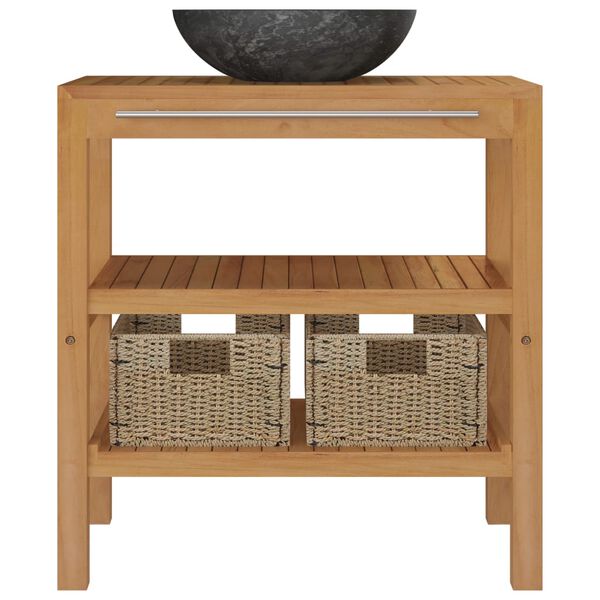 vidaXL Vanity Cabinet With Sink Black Solid teak wood Medium