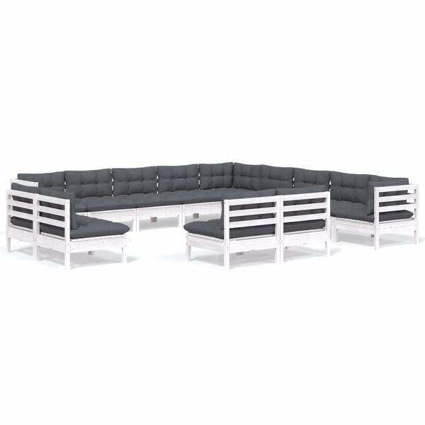 vidaXL Garden Lounge Set White, Anthracite
