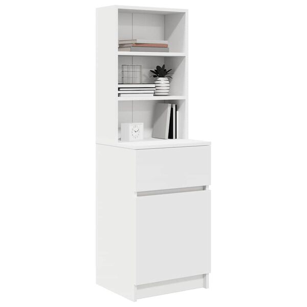 vidaXL Bedside Cabinet White Engineered wood Extra Tall Bedside Cabinet