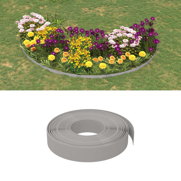vidaXL Garden Edgings 5 pcs Gray 32.8' 3.9" Polyethylene