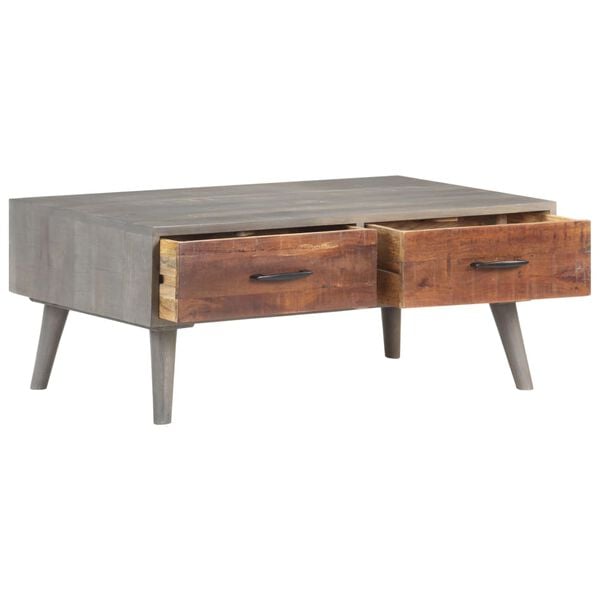 vidaXL Coffee Table Grey Solid Rough Mango Wood Medium Coffee Table