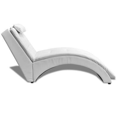 Discreet Aanklager te binden vidaXL Chaise Longue with Pillow White Faux Leather | vidaXL.com