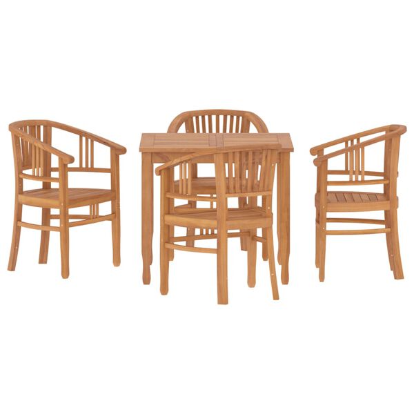 vidaXL Garden Dining Set Teak Solid Teak Wood 5-Piece Set Ergonomic