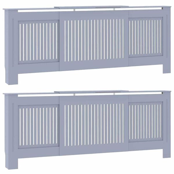 vidaXL Radiator Cover 2 pcs Grey 80.71 x 8.07 x 32.09 in
