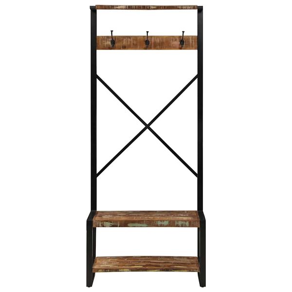 vidaXL Clothes Rack Multicolor Solid reclaimed wood 31.5 x 15.7 x 74.8 in
