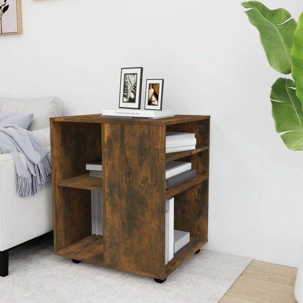 vidaXL Rolling Cabinet Smoked Oak Engineered Wood Medium Rollable