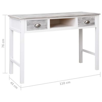 vidaXL Writing Desk Gray 43.3"x17.7"x29.9" Wood
