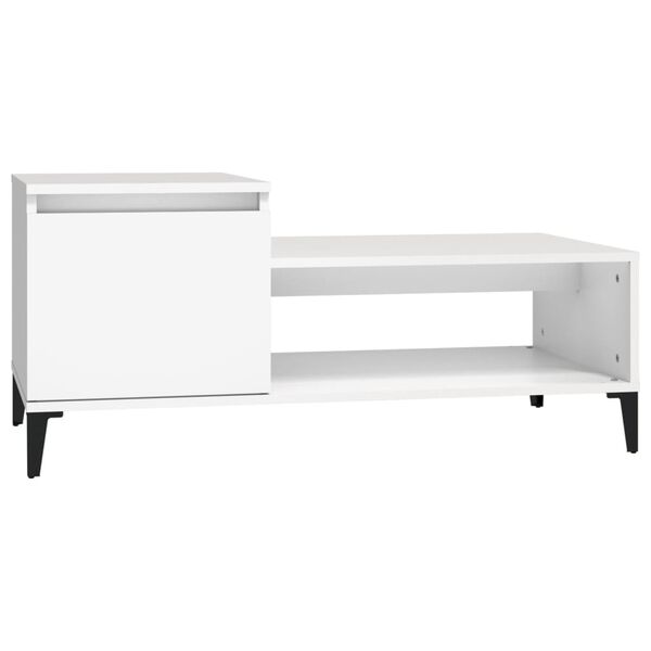 vidaXL Coffee Table White Engineered wood, metal 39.4x19.7x17.7 in