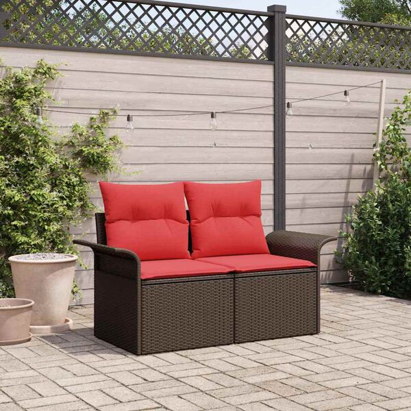 vidaXL Garden Sofa with Cushion Brown 141 x 62 x 69 cm poly rattan