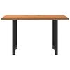 vidaXL Dining Table Light brown, Black Solid oak wood, Powder-coated steel