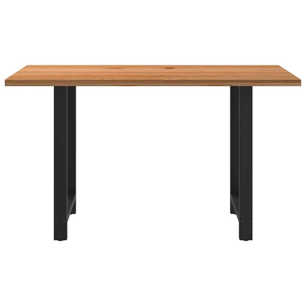 vidaXL Dining Table Light brown, Black Solid oak wood, Powder-coated steel