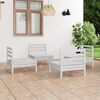 vidaXL Garden Lounge Set White Solid Pinewood 4-piece set Seats 4