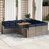 vidaXL 11 Piece Patio Sofa Set with Cushions Gray Poly Rattan
