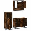 vidaXL Bathroom Furniture Set Smoked Oak Engineered Wood, Metal, Glass