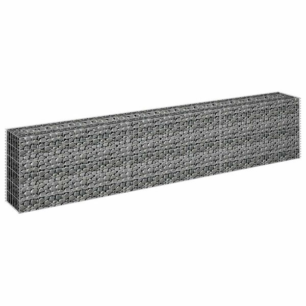 vidaXL Gabion Raised Bed Silver Galvanized Steel 106.3 x 11.8 x 23.6 in