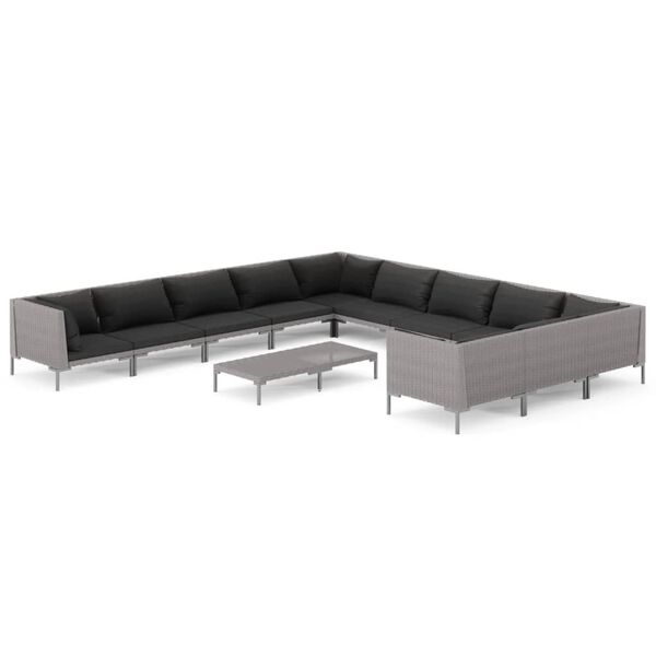 vidaXL Garden Lounge Set Dark Grey Powder-coated steel Large