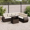 vidaXL Garden Sofa Set Brown PE rattan Large Adjustable Armrests