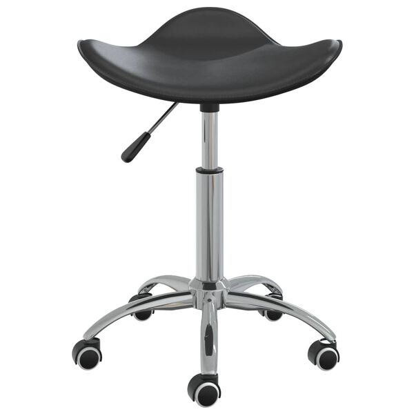 vidaXL Dining Chair Black Faux Leather, Chromed Steel Standard Swivel