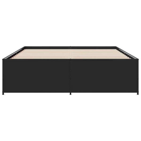 vidaXL Bed Frame Black Engineered Wood Double Sturdy Bed Frame