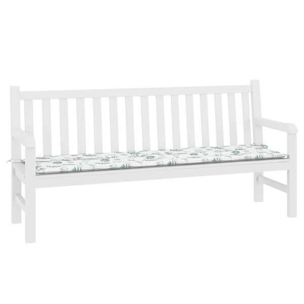 vidaXL Garden Bench Cushion White and green 70.9" x 19.7" x 1.6