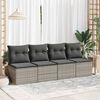 vidaXL Garden Sofa Set Grey Poly Rattan, Powder-Coated Steel, 100% Polyester