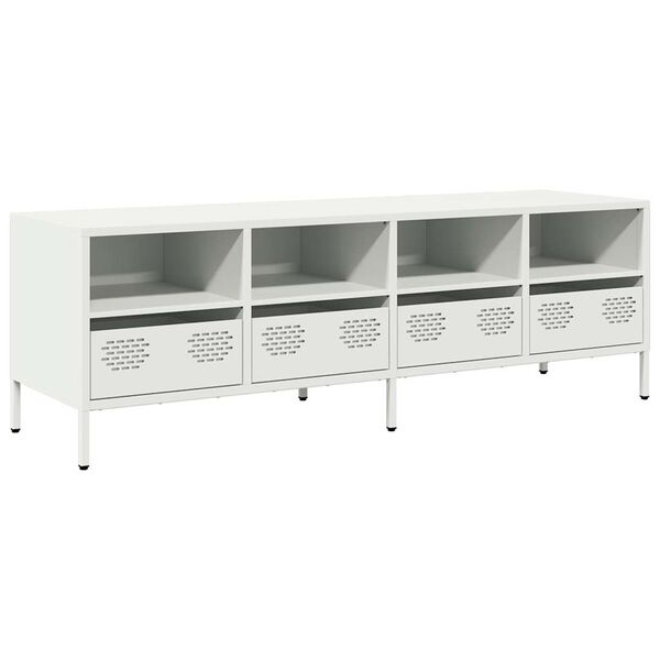 vidaXL TV Cabinet White Cold-rolled steel 53.1 x 15.4 x 17.1 in