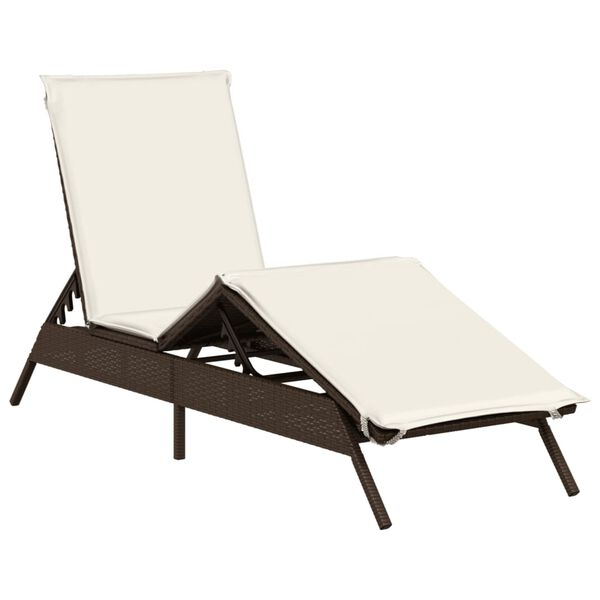 vidaXL Sun Lounger Brown PE Rattan Adjustable Size Adjustable Footrests