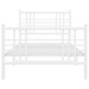 vidaXL Bed Frame White Steel Twin Metal Bed Frame Rectangular