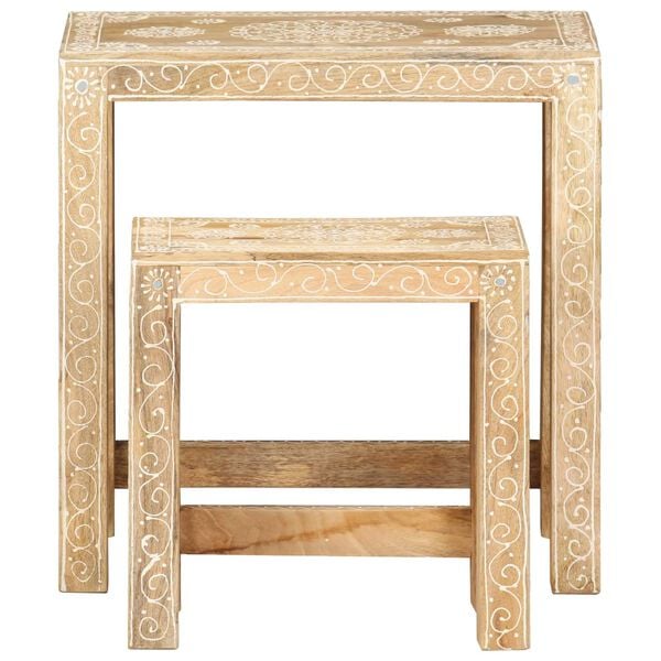vidaXL Side Table Natural Mango Wood Solid Mango Wood Small