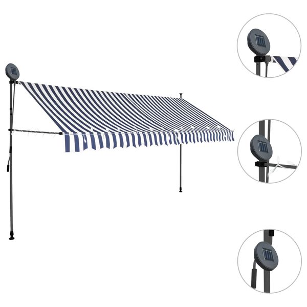 vidaXL Retractable Awning Blue and white