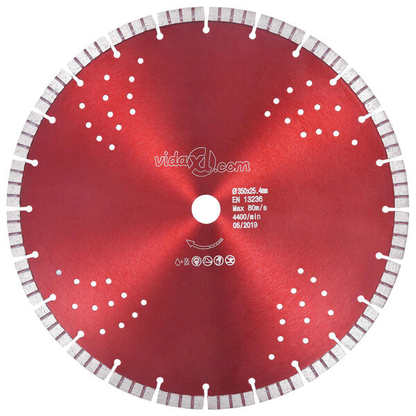 vidaXL Diamond Cutting Disc with Turbo and Holes Steel 13.78 "