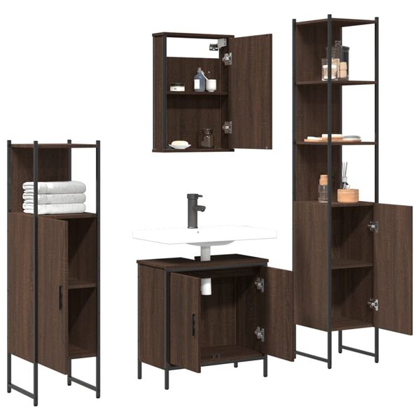 vidaXL Bathroom Furniture Set Brown oak