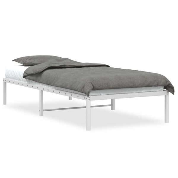vidaXL Bed Frame White Steel Twin Bed Frame Rectangular Modern
