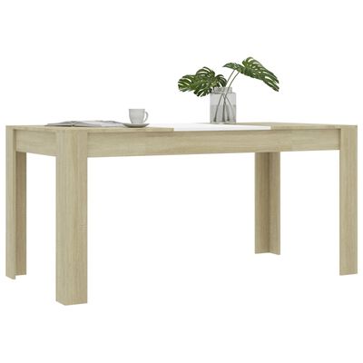 vidaXL Dining Table White and Sonoma Oak 63"x31.5"x29.9" Engineered Wood
