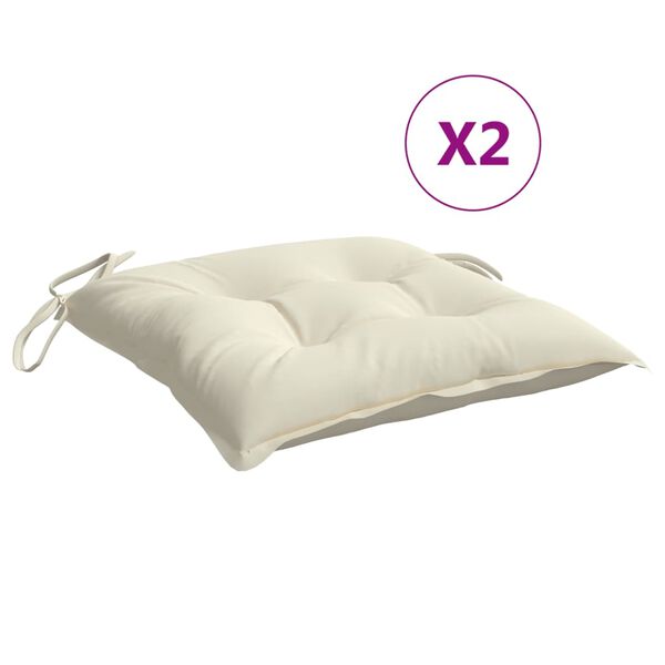 vidaXL Chair Cushion Set of 2 Cream White Oxford fabric (100% polyester)