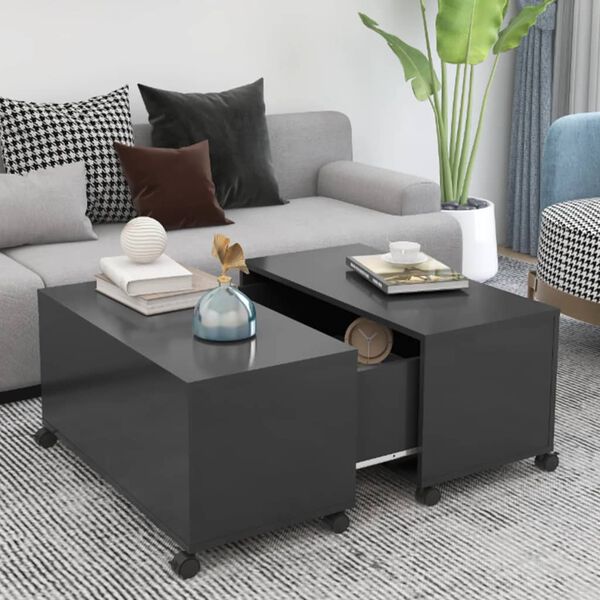 vidaXL Coffee Table Grey Engineered Wood 29.5 x 29.5 x 15.0 in