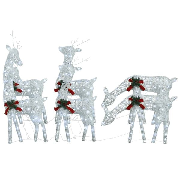 vidaXL Christmas Reindeer Set of 6 White Fabric