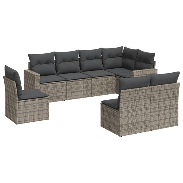 vidaXL Garden Sofa Set Grey PE rattan Large Modular Garden Sofa Set