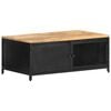 vidaXL Coffee Table Black, Natural Wood Solid Mango Wood, Powder-Coated Iron
