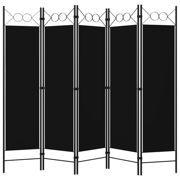 vidaXL 5-Panel Room Divider Black 78.7"x70.9"