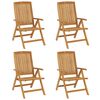 vidaXL Reclining Garden Chair Set of 4 Natural wood, Blue cushion