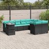 vidaXL 10 Piece Garden Sofa Set with Cushions Black Poly Rattan